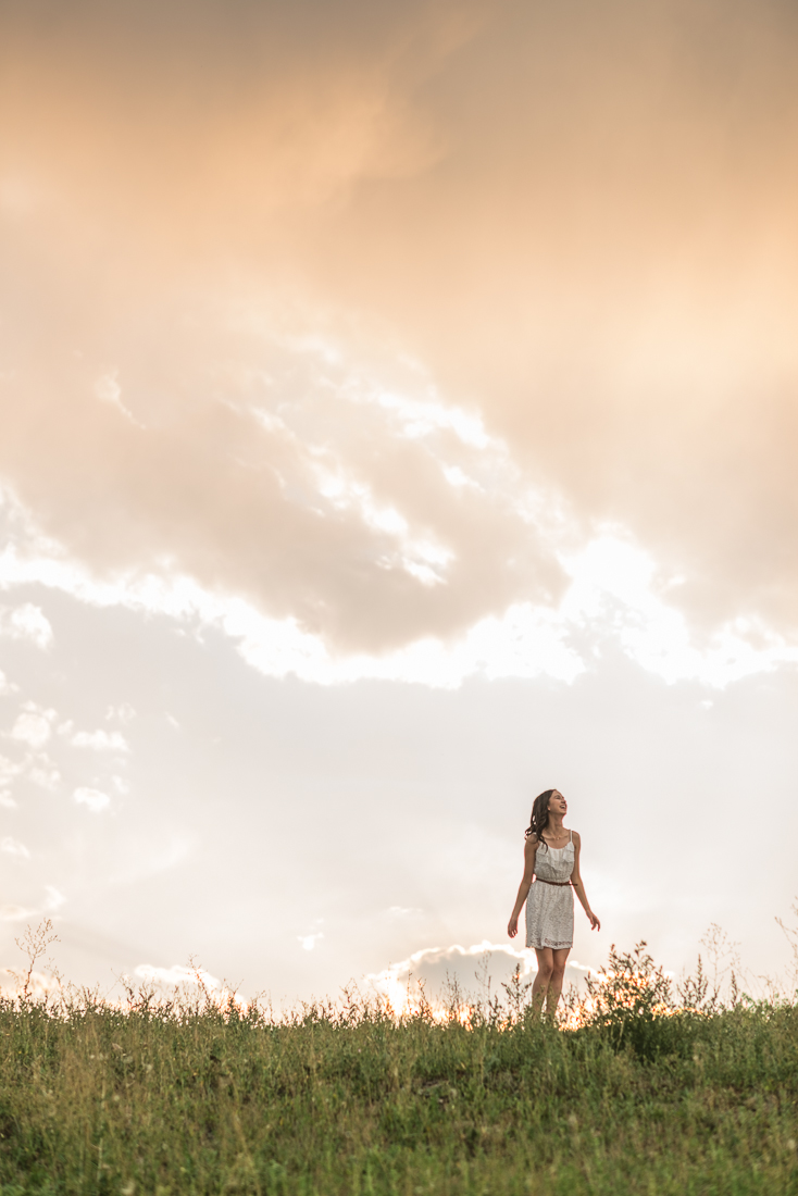 high school senior girl on a hill