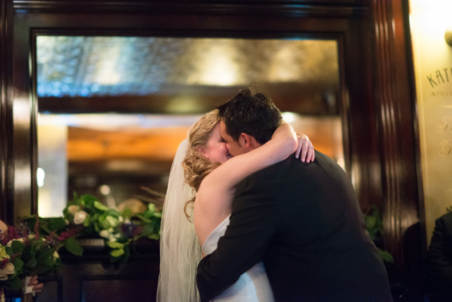 downtown denver wedding photography bride and groom kiss