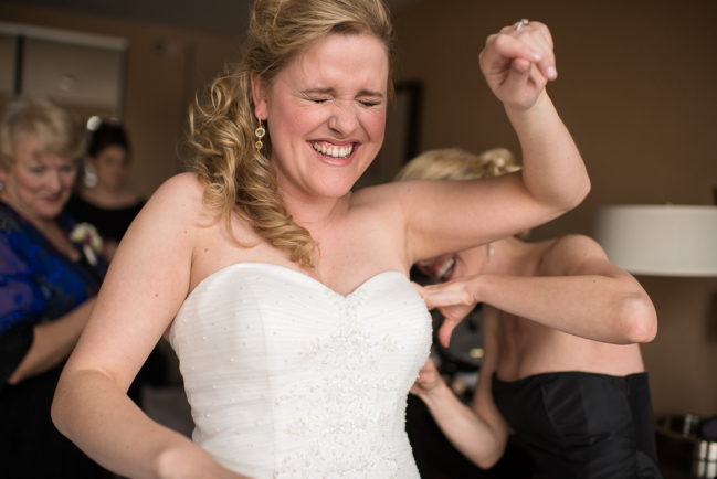 downtown denver wedding photography bride laughing