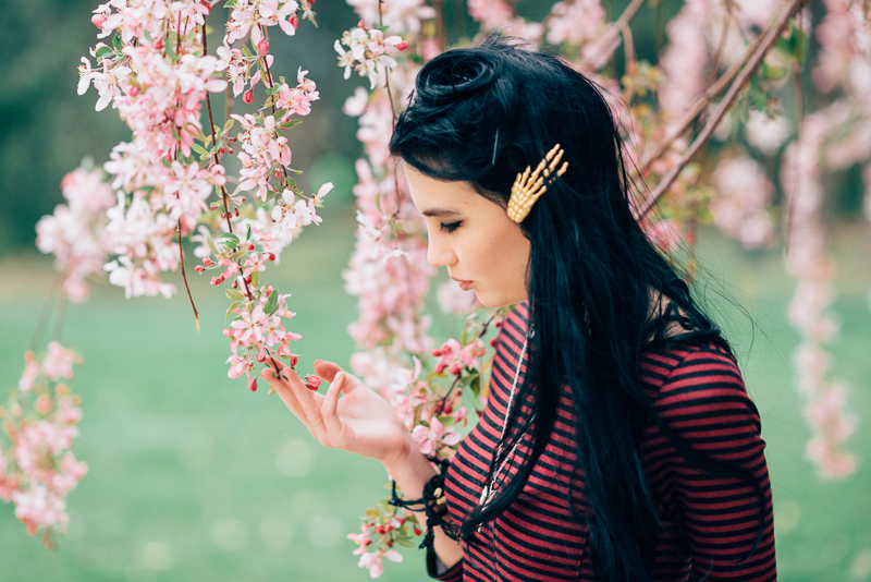 denver senior portraits girl with flowering tree