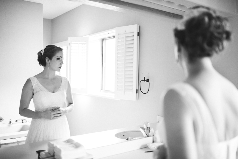 Golden Wedding Photographer bride looking in mirror
