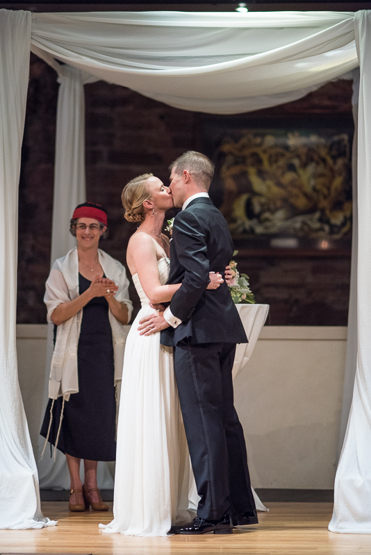 Denver Opera House Wedding Photographer first kiss