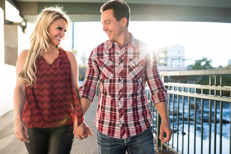 Denver Engagement Photography walking along river