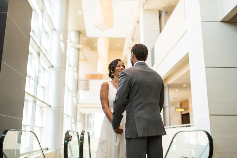 Denver Wedding Photography History Colorado escalator first look
