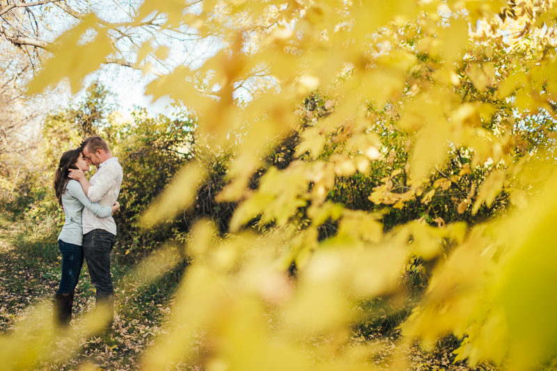 Denver Engagement Photography Chatfield Botanic Gardens fall leaves