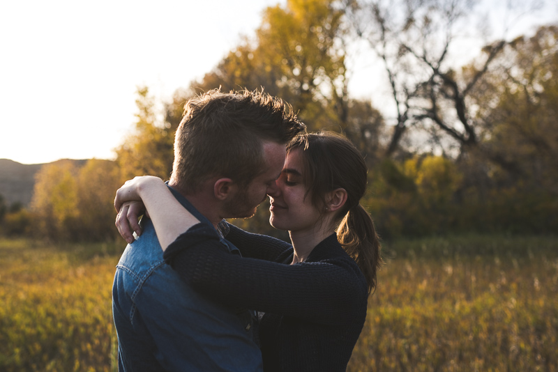 Denver Engagement Photography Chatfield Botanic Gardens moody kiss
