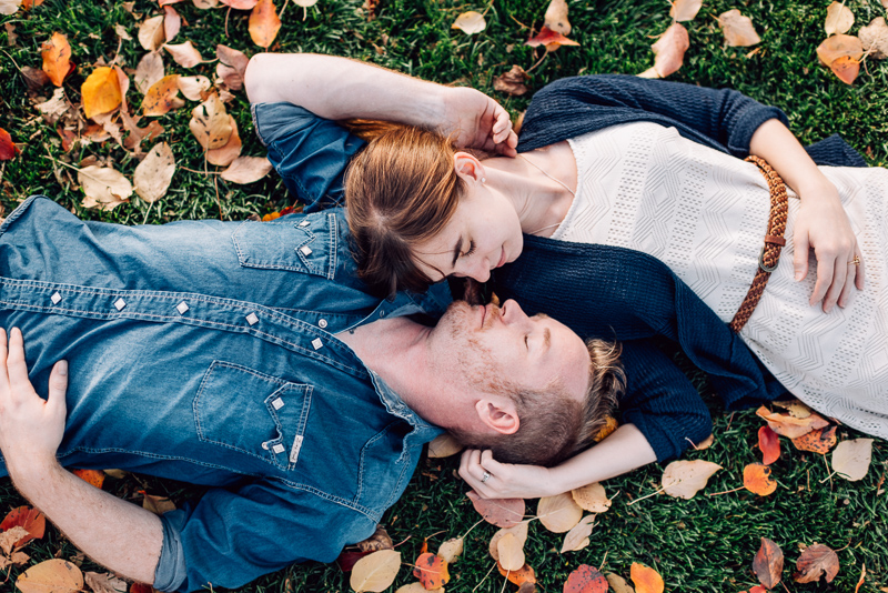 Denver Engagement Photography Chatfield Botanic Gardens autumn leaves and grass