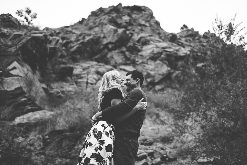 Golden Engagement Photography black and white laughing couple