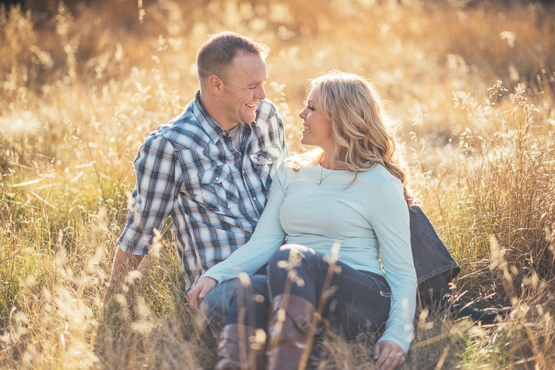 Denver engagement photography grassy field