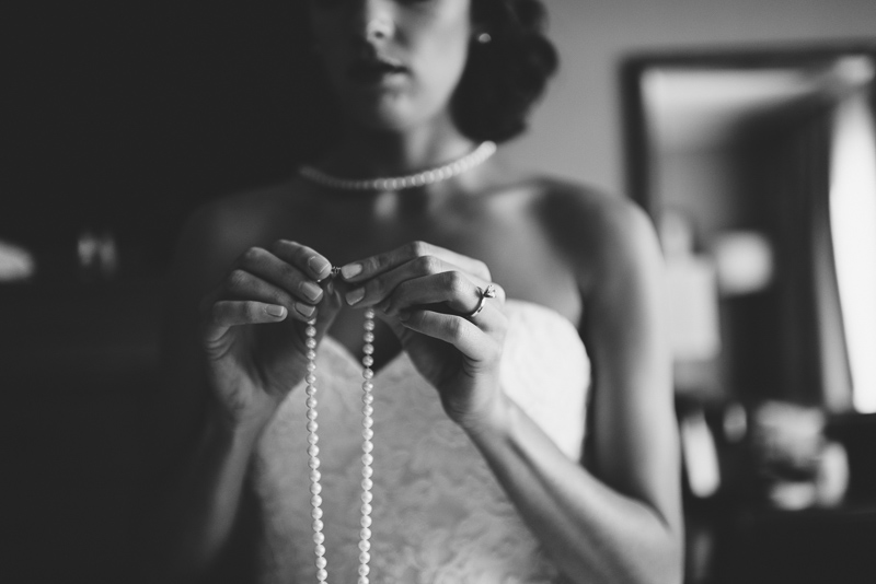 Denver wedding photography pearl necklace