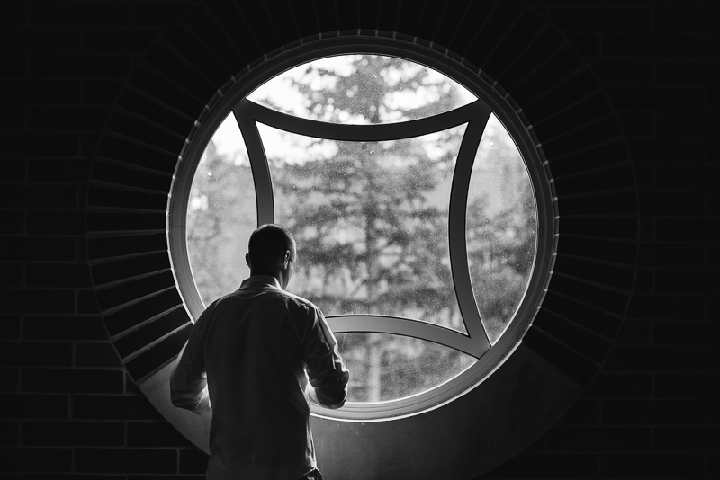 Denver Wedding Photography getting ready round window