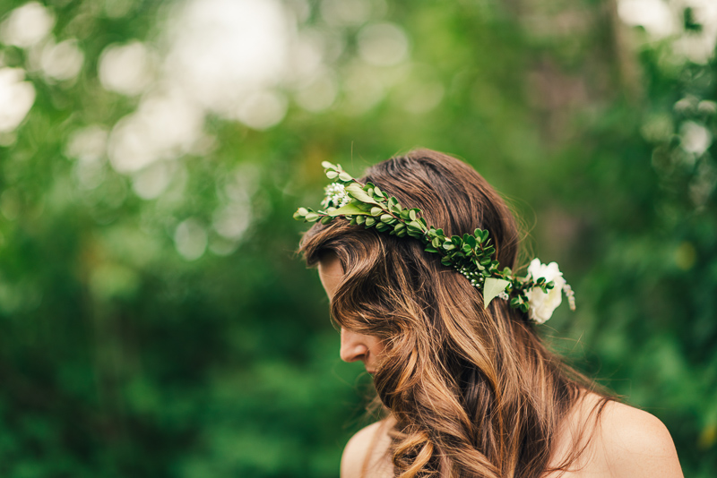 Denver Wedding Photography leaf and flower hair piece