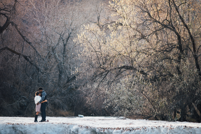 Denver Wedding Photography dramatic frozen river
