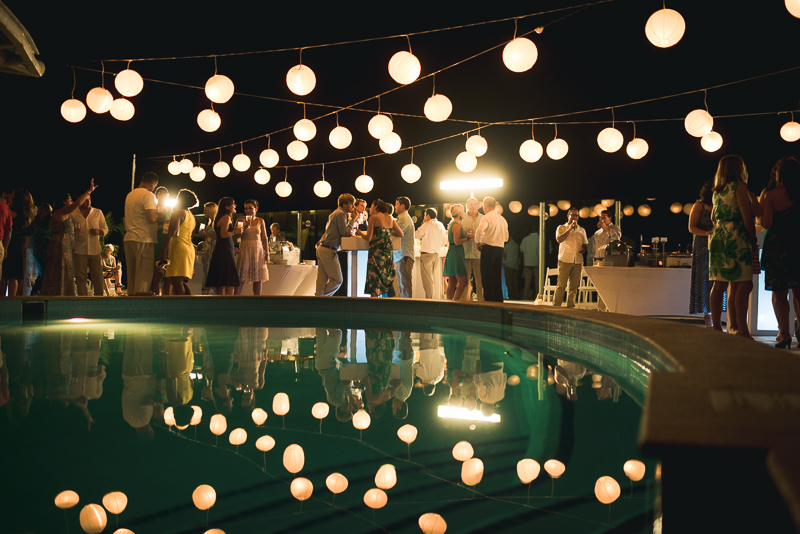 Cancun Wedding photography lanterns in pool