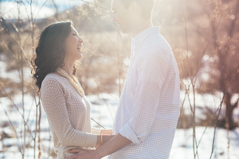 Denver engagement photography sun and snow