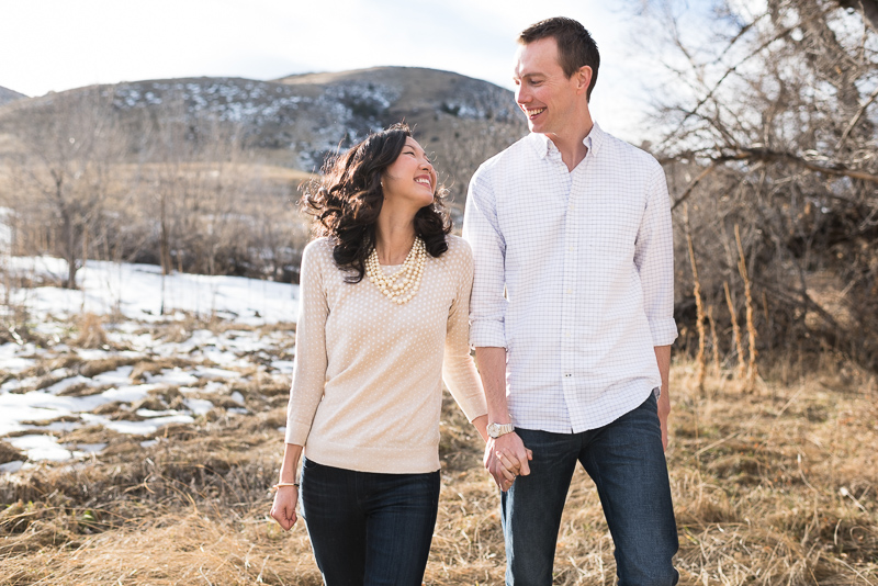 Denver engagement photography walking couple
