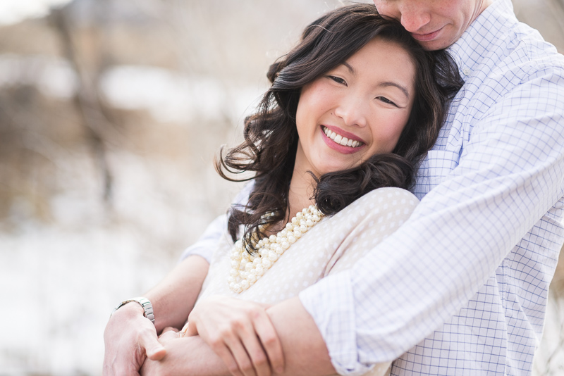 Denver engagement photography forehead kiss