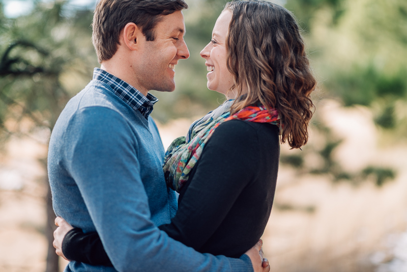 Evergreen Engagement Photography laughing couple