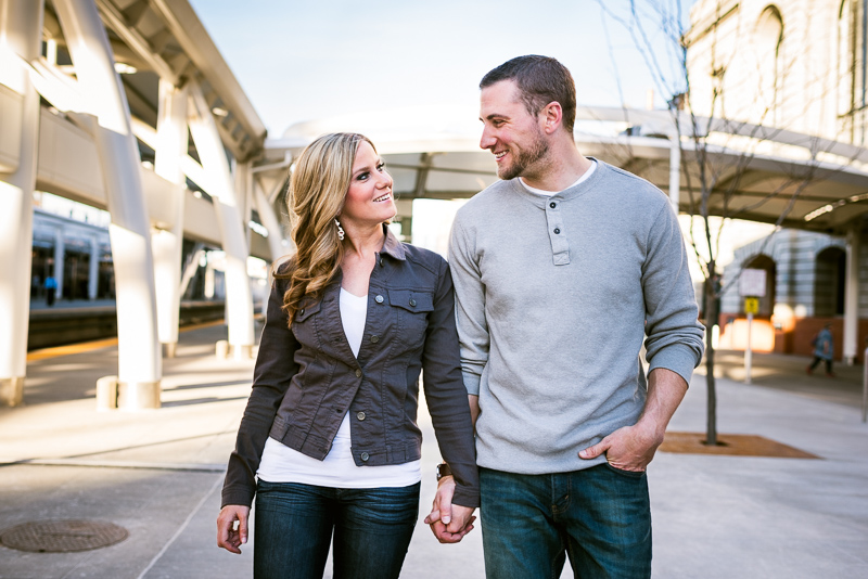 Denver Engagement Photography walking and smiling