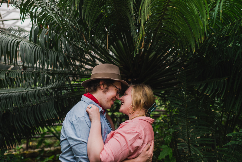 Denver Engagement Photography palm tree kiss