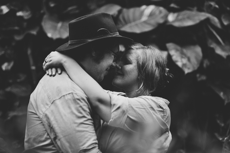 Denver Engagement Photography black and white kiss