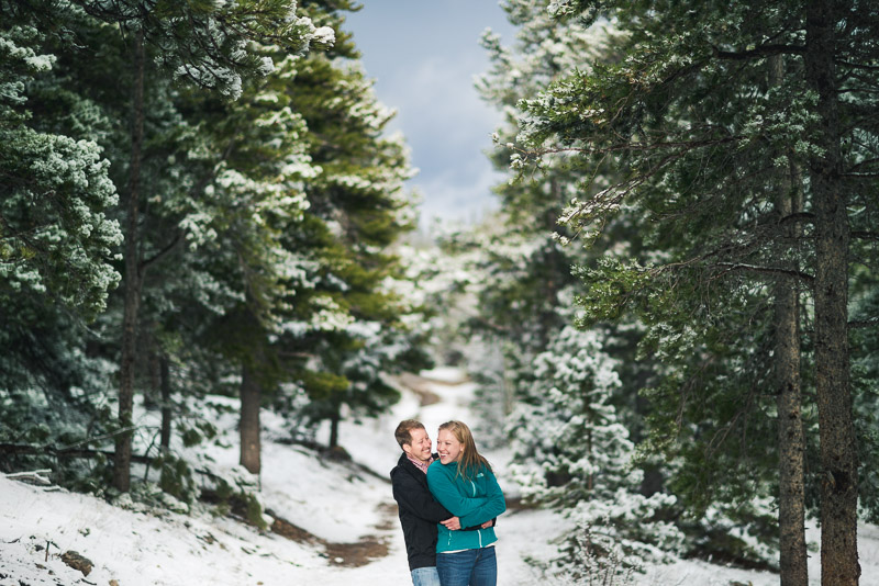 Boulder Engagement Photography dramatic trees