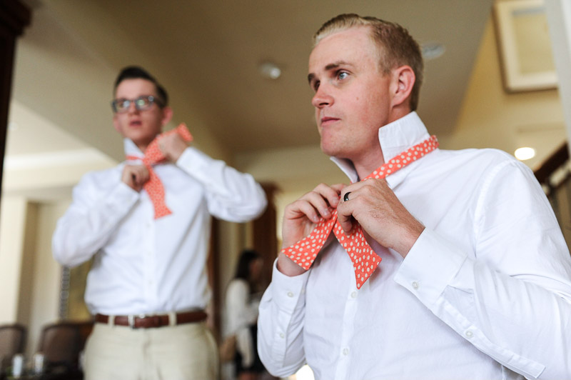 Denver Wedding Photography Cherokee Ranch and Castle tying bow tie