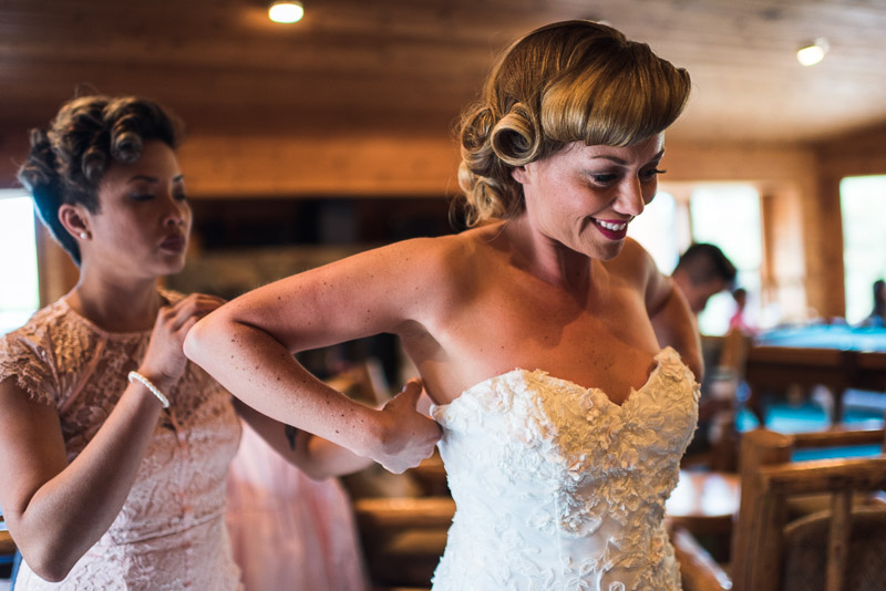 Lake Tahoe Wedding Photographer bride getting dressed