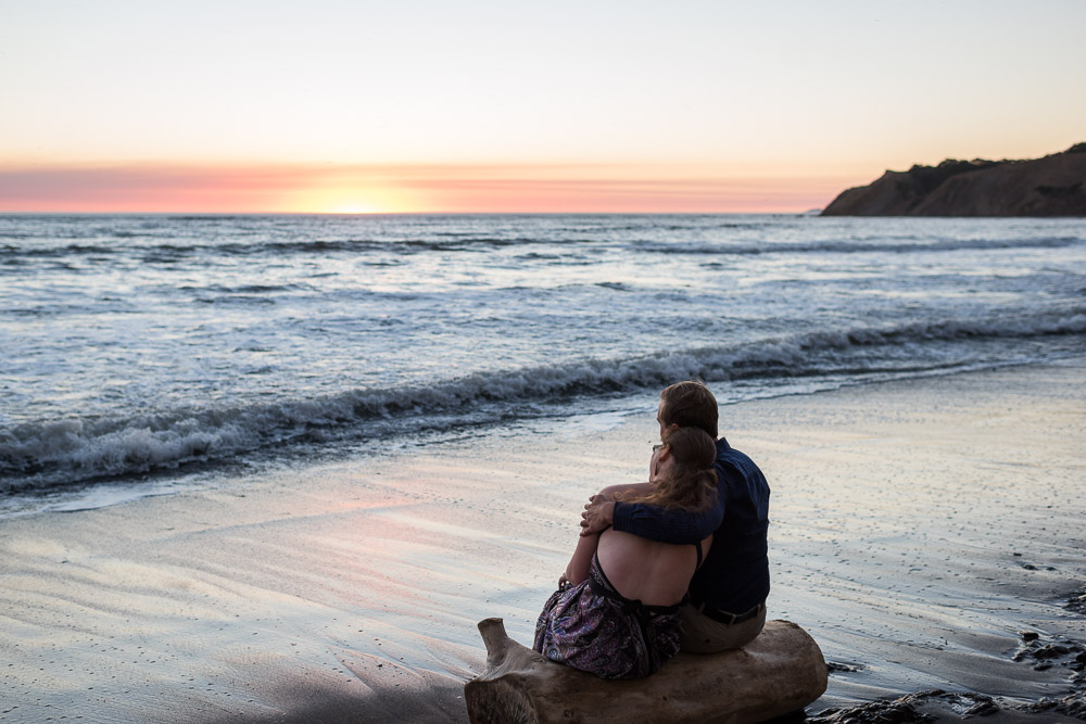 San Francisco beach sunset engagement photography