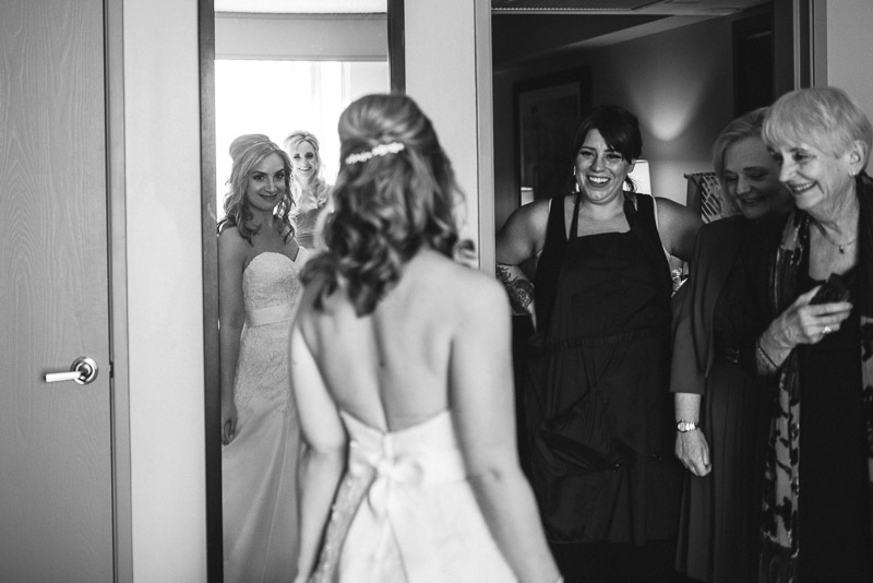 San Jose wedding photography bride looking in mirror