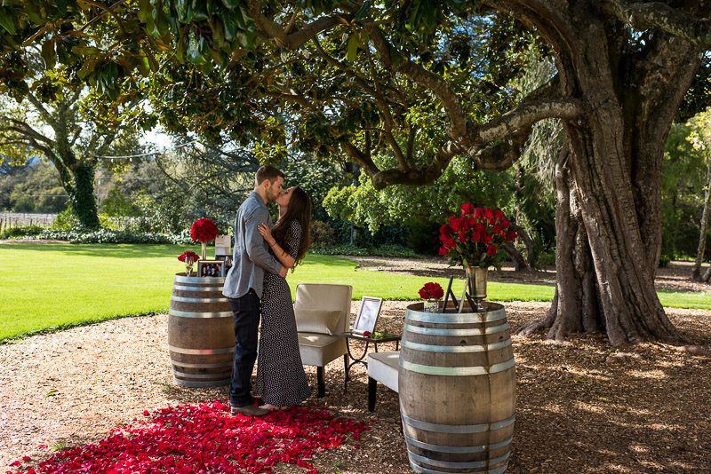 Sonoma Chateau St Jean Vineyard couple kiss