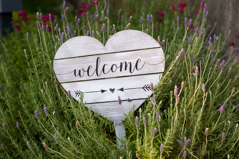 wedding welcome heart in lavender