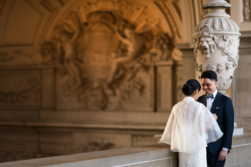 San Francisco City Hall laughing couple
