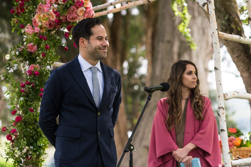 Strauss home ranch wedding groom smiling