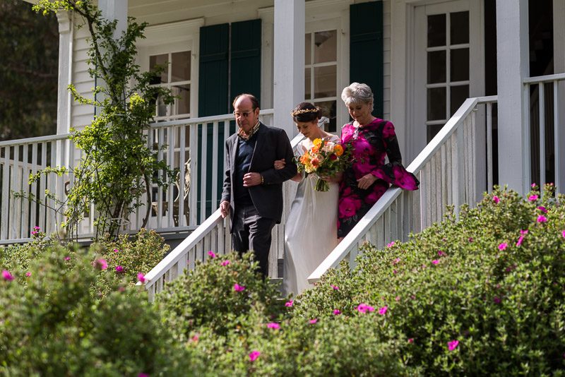 Strauss home ranch wedding bride walking down aisle