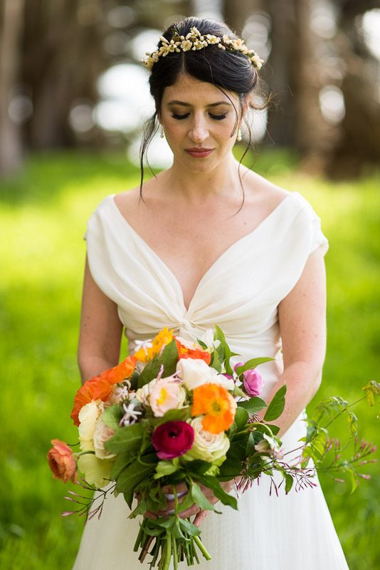 Strauss home ranch wedding bride with bouquet