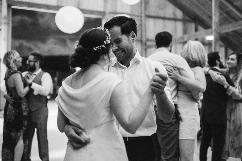 Strauss home ranch wedding black and white dancing couple