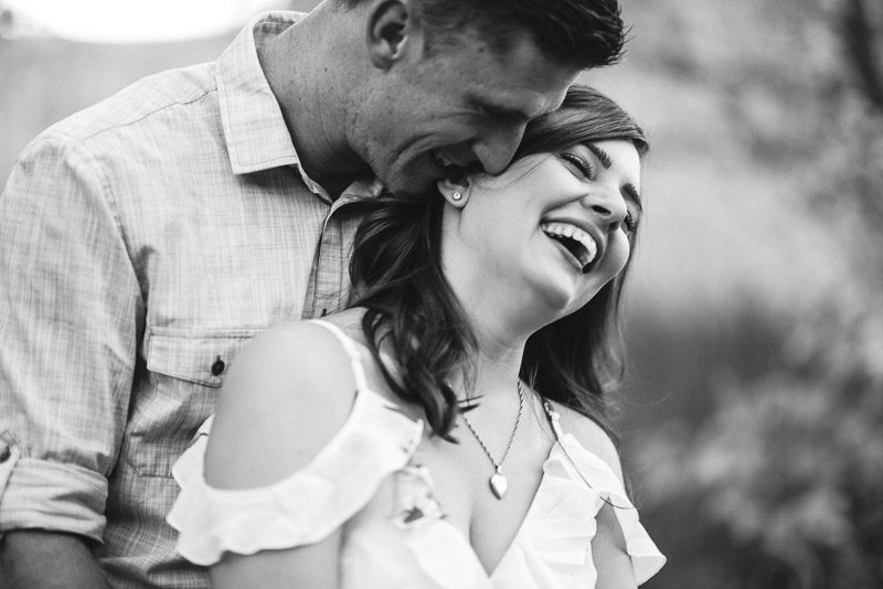 Denver Engagement Photography Morrison black and white laughing