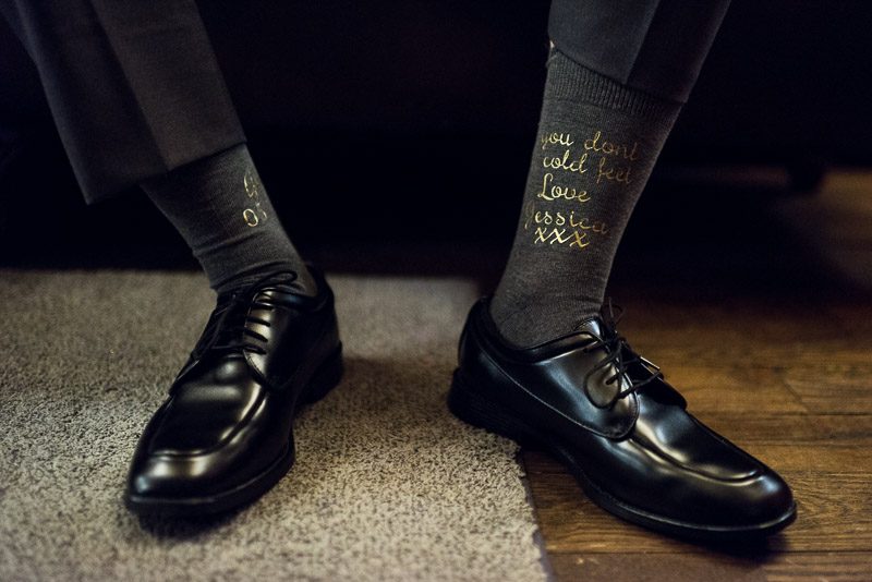 Denver Wedding Photography Wellshire Inn groom gift socks